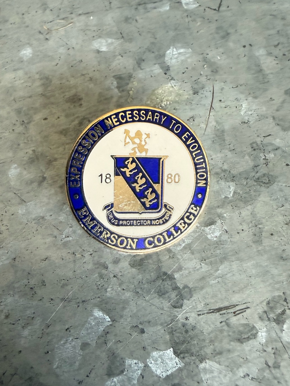 Emerson College 1880 Crest Enamel Gold Tone Lapel Pin
